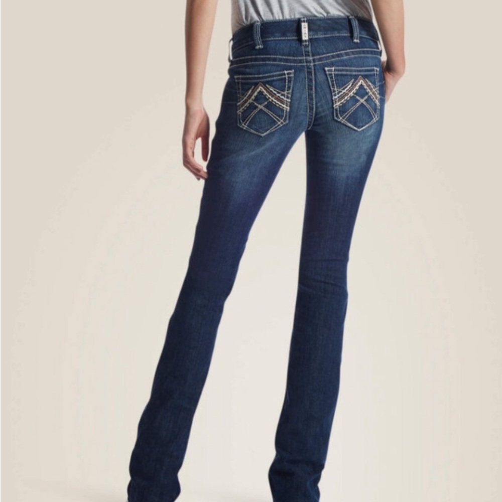 Ariat REAL Low Rise Bootcut
Rosy Whipstitch 
Denim Jean Size 28S.